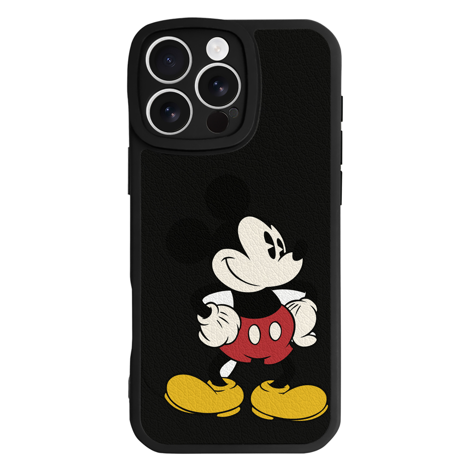（画像用） ミッキーマウス Mickey Mouse 【iPhone 16シリーズ対応】シリコンスマホケース（レザー調） 材質：シリコン